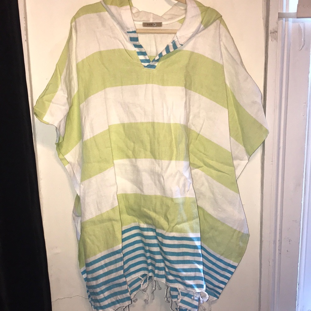 NWOT Derin BEACH PONCHO stripes fringe